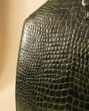 Unisex leather laptop bag in croc pattern by Ya Qalbi