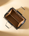 Croc-pattern leather laptop bag interior detail by Ya Qalbi