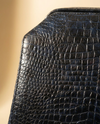 Croc-textured leather work bag with brass detail by Ya Qalbi