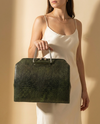 Handcrafted leather office bag detail view by Ya Qalbi