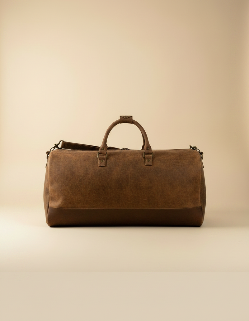 Full-grain XL leather weekender for travel by Ya Qalbi