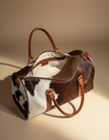 Espresso and White Hair-On Duffle – Cognac Leather Trim