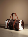 Espresso and White Hair-On Duffle – Cognac Leather Trim
