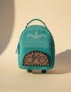 Turquoise Suede Dome Backpack – Half-Moon Tooled Leather Pocket