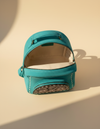 Turquoise Suede Dome Backpack – Half-Moon Tooled Leather Pocket
