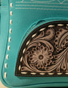 Turquoise Suede Dome Backpack – Half-Moon Tooled Leather Pocket