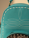 Turquoise Suede Dome Backpack – Half-Moon Tooled Leather Pocket