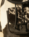 Black and White Hair-On Leather Backpack – Drawstring Flap Top