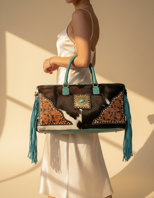 Turquoise Hair-On Duffle