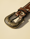Handmade equestrian cowboy belt with antique western buckle