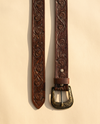 Brown Hand Tooled Western Leather Belt | Ya Qalbi