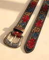 Red Rose Hand Tooled Western Leather Belt | Ya Qalbi