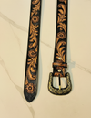 Black & Tan Hand Tooled Western Leather Belt | Ya Qalbi
