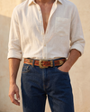 Red & Green Inlay Hand Tooled Western Leather Belt | Ya Qalbi