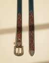 Emerald Green Hand Tooled Western Leather Belt | Ya Qalbi