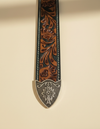 Emerald Green Hand Tooled Western Leather Belt | Ya Qalbi