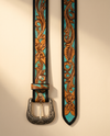 Turquoise Hand Tooled Western Leather Belt | Ya Qalbi