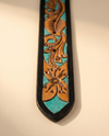 Handmade cowgirl western belt with hand carved floral scrollwork