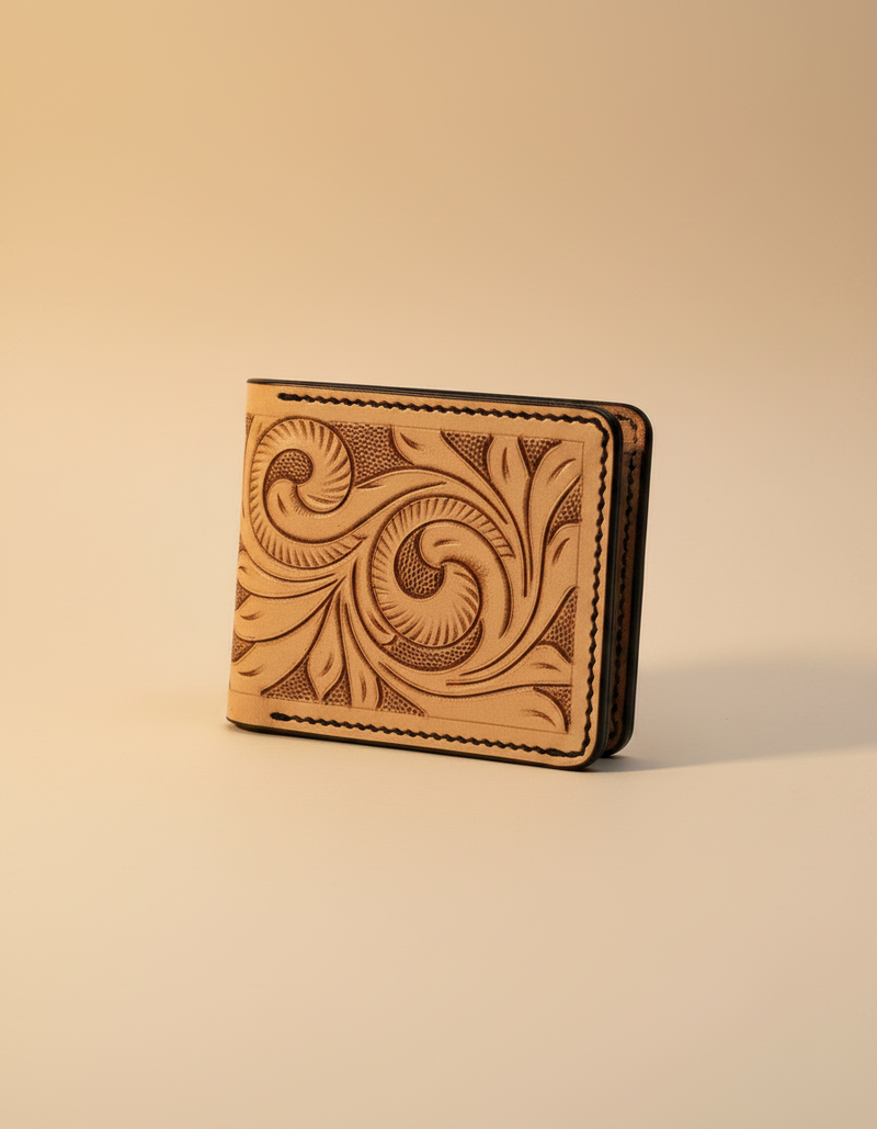 Genuine leather bifold wallet with card slots
