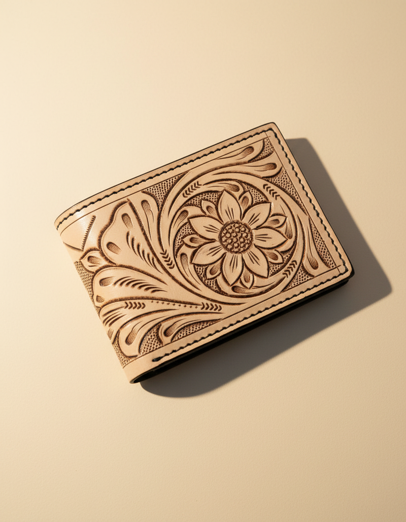 Genuine leather bifold wallet with card slots