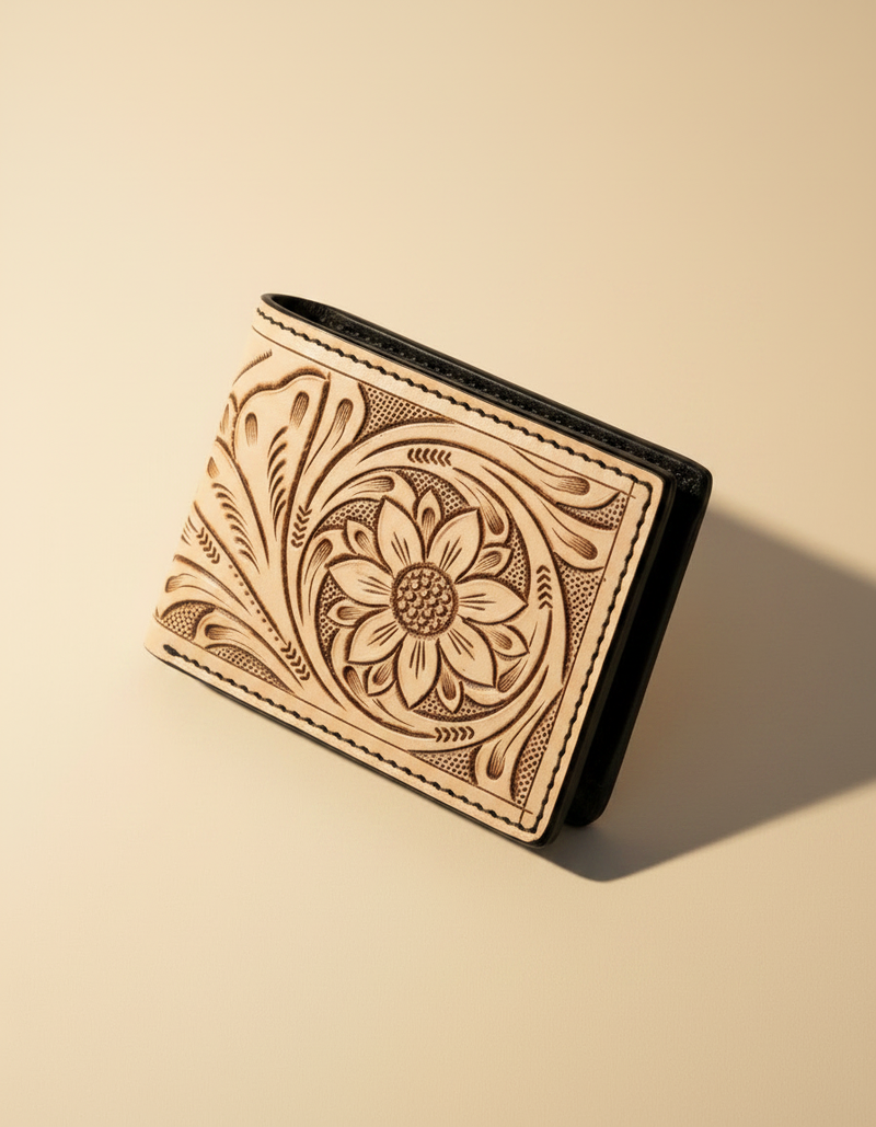 Genuine leather bifold wallet with card slots