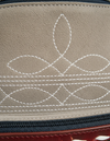 Taupe Suede Tooled Leather Backpack – Oxblood Buckstitch Frame