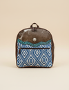 Brown Hair-On Leather Backpack – Blue Aztec Weave and Concho