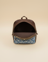 Brown Hair-On Leather Backpack – Blue Aztec Weave and Concho