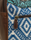 Brown Hair-On Leather Backpack – Blue Aztec Weave and Concho