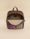 Brown Hair-On Leather Backpack – Woven Southwestern Panel & Concho