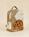 Tan and White Hair-On Leather Backpack – Tooled Sunflower Pocket