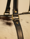 Cream Hair-On Duffle – Black Leather Straps & Sand End Panels