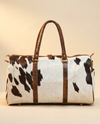 Chocolate Spot Hair-On Duffle – Brown Leather Straps & Brass Links
