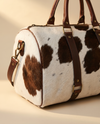 Chocolate Spot Hair-On Duffle – Brown Leather Straps & Brass Links