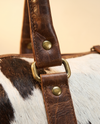 Chocolate Spot Hair-On Duffle – Brown Leather Straps & Brass Links