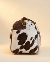 Chocolate Spot Hair-On Duffle – Brown Leather Straps & Brass Links