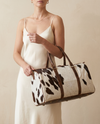 Chocolate Spot Hair-On Duffle – Brown Leather Straps & Brass Links