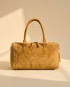 Tan Suede Bootstitch Duffle – Buckstitch Edges & Braided Pulls