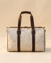 Salt and Pepper Hair-On Duffle – Brown Leather Handle Wrap