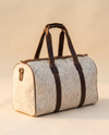 Salt and Pepper Hair-On Duffle – Brown Leather Handle Wrap