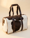 Brown Patch Hair-On Weekender – Distressed Leather Handle Wrap