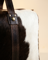 Brown Patch Hair-On Weekender – Distressed Leather Handle Wrap