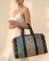 Cheetah Print Hair-On Duffle – Turquoise Metallic Accents
