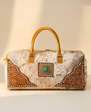Speckled Tan Hair-On Travel Duffle – Tooled Floral Corners