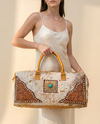 Speckled Tan Hair-On Travel Duffle – Tooled Floral Corners