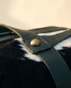 Dark Brown Hair-On Duffle – Wraparound Green Leather Straps