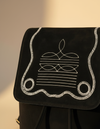 Black Suede Leather Backpack – Bootstitch and Hand-Tooled Pocket