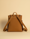 Tan Suede Backpack – Painted Floral Flap & Black Longhorn Embroidery