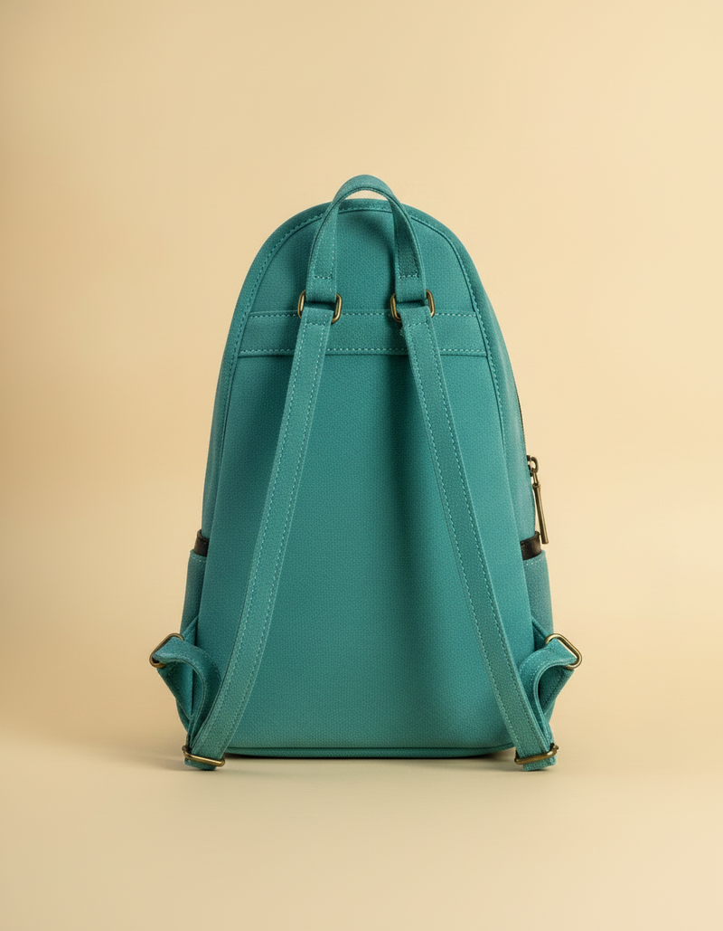 Turquoise Suede Tooled Leather Backpack – Black Floral Carving