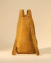 Camel Suede Tooled Leather Backpack – Burgundy Buckstitch Frame
